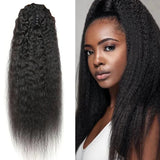 Queue de cheval Ponytail Noir à Pince Naturel Remy Hair Kinky Straight