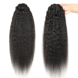 Queue de cheval Ponytail Noir à Pince Naturel Remy Hair Kinky Straight