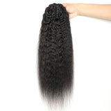 Queue de cheval Ponytail Noir à Pince Naturel Remy Hair Kinky Straight