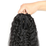 Queue de cheval Ponytail Noir à Pince Naturel Remy Hair Kinky Straight