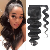 Queue de cheval Ponytail Noir Ruban Magique Remy Hair Body Wave