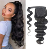 Queue de cheval Ponytail Noir Ruban Magique Remy Hair Body Wave