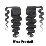 Queue de cheval Ponytail Noir Ruban Magique Remy Hair Body Wave