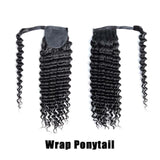 Queue de cheval Ponytail Noir Ruban Magique Remy Hair Deep Wave