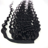 Queue de cheval Ponytail Noir Ruban Magique Remy Hair Deep Wave