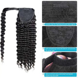 Queue de cheval Ponytail Noir Ruban Magique Remy Hair Deep Wave