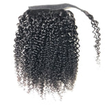 Queue de cheval Ponytail Noir Ruban Magique Remy Hair Kinky Curly