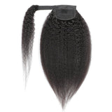 Queue de cheval Ponytail Noir Ruban Magique Remy Hair Kinky Straight