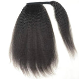 Queue de cheval Ponytail Noir Ruban Magique Remy Hair Kinky Straight