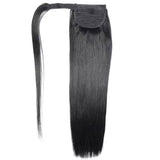 Queue de cheval Ponytail Noir Ruban Magique Remy Hair Straight