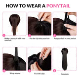 Queue de cheval Ponytail Noir Ruban Magique Remy Hair Straight