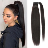 Queue de cheval Ponytail Noir Ruban Magique Remy Hair Straight