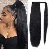 Queue de cheval Ponytail Noir Ruban Magique Remy Hair Yaki Straight