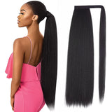 Queue de cheval Ponytail Noir Ruban Magique Remy Hair Yaki Straight