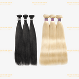 3 Paquets de Tissage Straight Brun Foncé ou Blond Platine