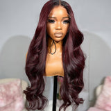 99J Burgundy 6x6 Skinlike Real HD Lace Closure Wig with Dark Root 6x6 Lace Closure Wig 20inches 180%