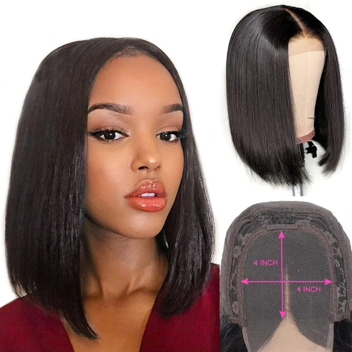 Natural hair wig Bobo Wig Front Lace 4x4