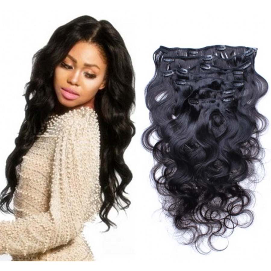 Body wave clip in hair extensions Clearance