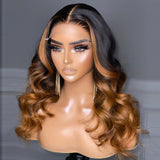 Ombre Blonde 5X5 HD Lace Closure Wig Loose Body Wave Wear & Go Wig 5x5 Lace Closure Wig 16inches 180%