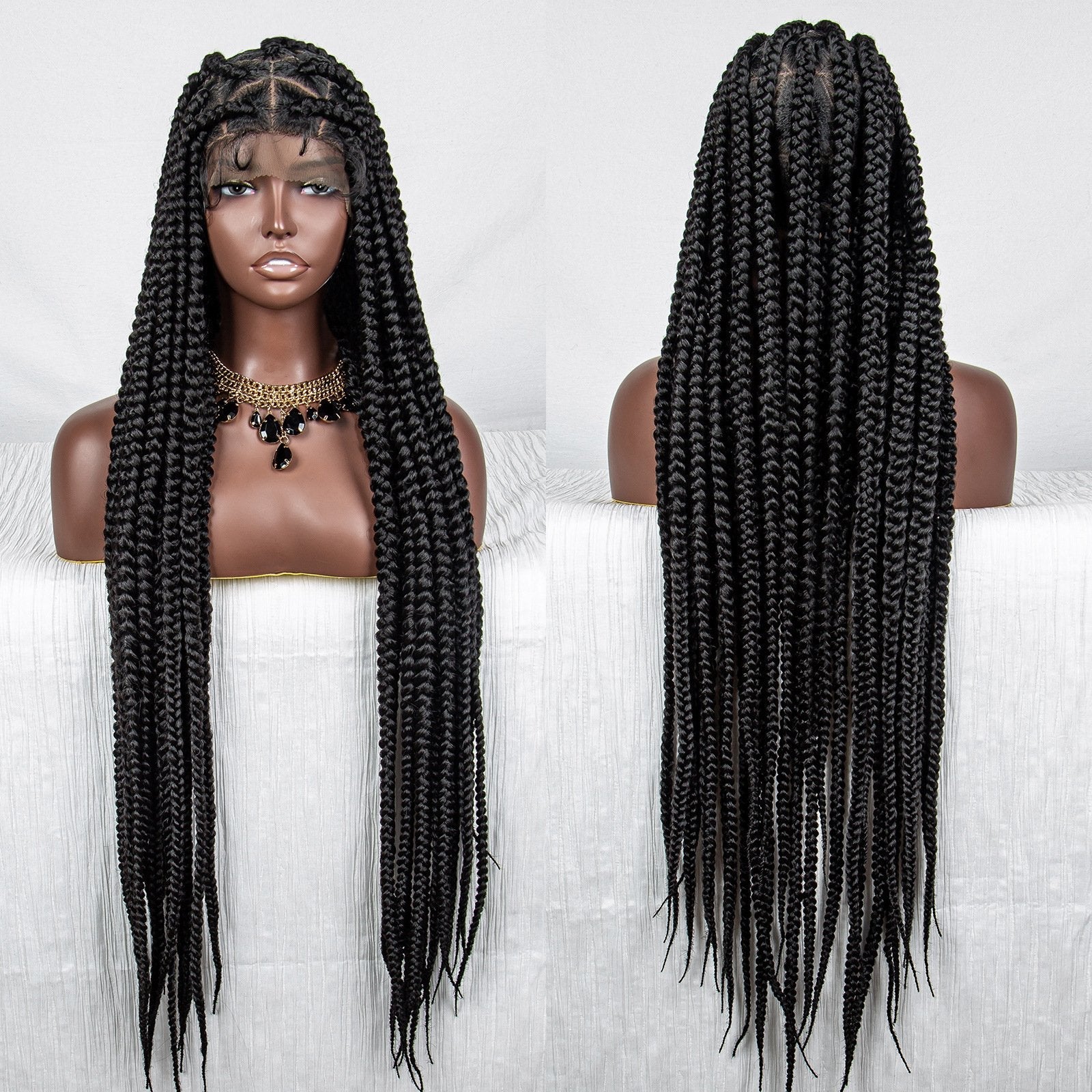 WH29--033 LACE Braids wig Synthétique 1B