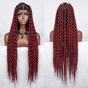 WH29--033 LACE Braids wig 1B/Red