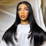 Wear & Go Jet Black 5X5 HD Lace Closure Wigs Straight Glueless Wig 5x5 Lace Closure Wig 16inches 180%